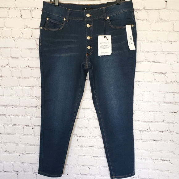 Tahari Amelia Button Fly Skinny Jeans-Sz 16/33 - Picture 7 of 13